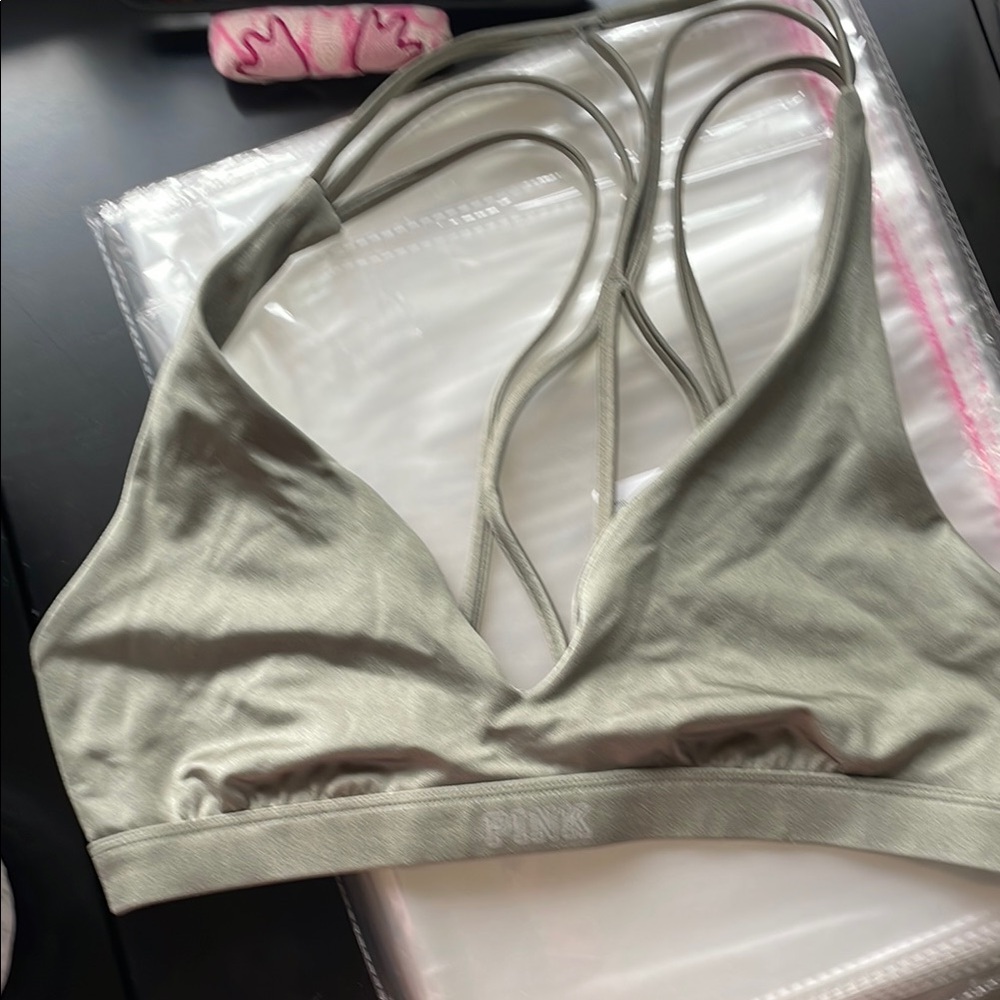 PINK Victoria's Secret Women's Strappy Bralette - Light Gray